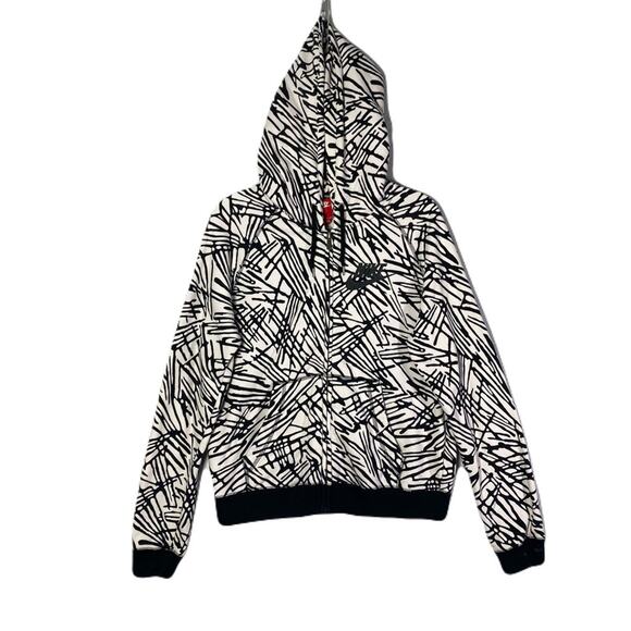 NIKE Rally FZ Hoody-Aop Black & White with Zipper Front Womens Size M - Picture 1 of 12